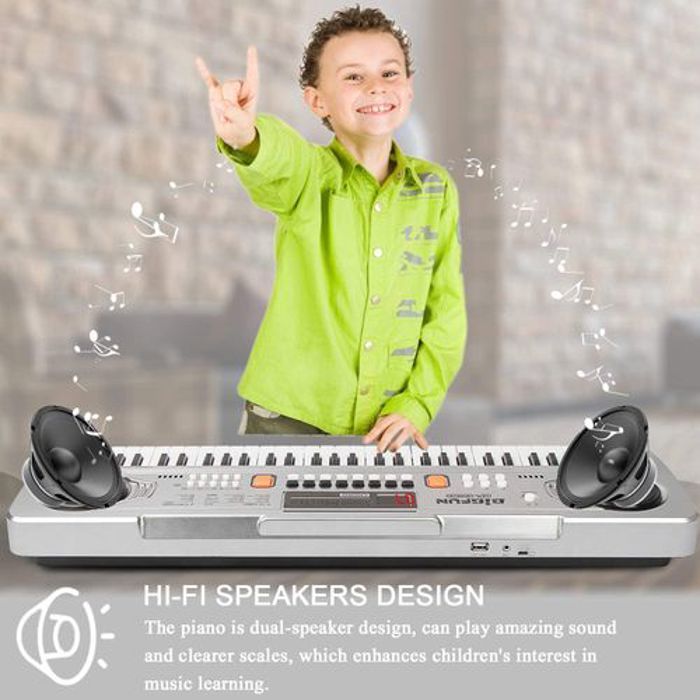 Clavier électronique 61 touches Piano avec sortie DC, charge mobile (USB inclus) et microphone