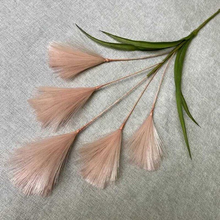 Herbe de pampa artificielle - PLANTANIA - Rose clair - Soie et silicone - Décoration intérieure - Style bohème