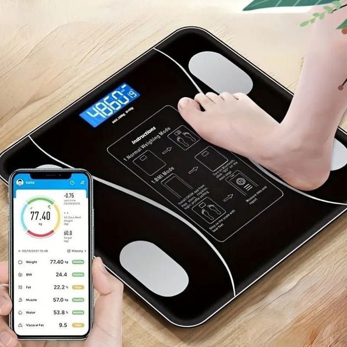Balance Numérique Intelligente de Graisse Corporelle, Analyseur de corps complet, LED, Bluetooth