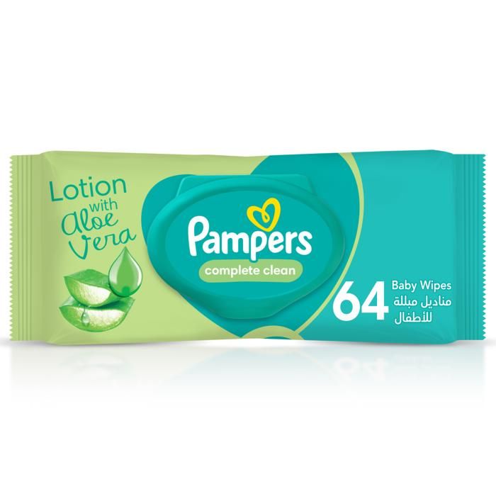 Lingettes humides Pampers pour bébé à l'aloe vera - 64 lingettes