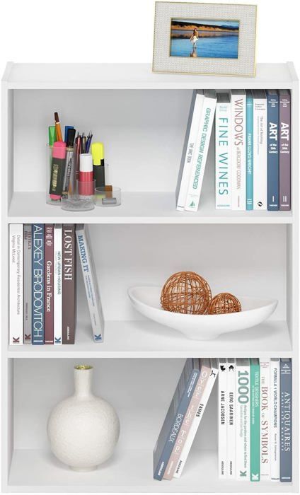 Bibliothèque ouverte - Modern - 3 niveaux - MDF Blanc - Design élégant - Assemblage requis