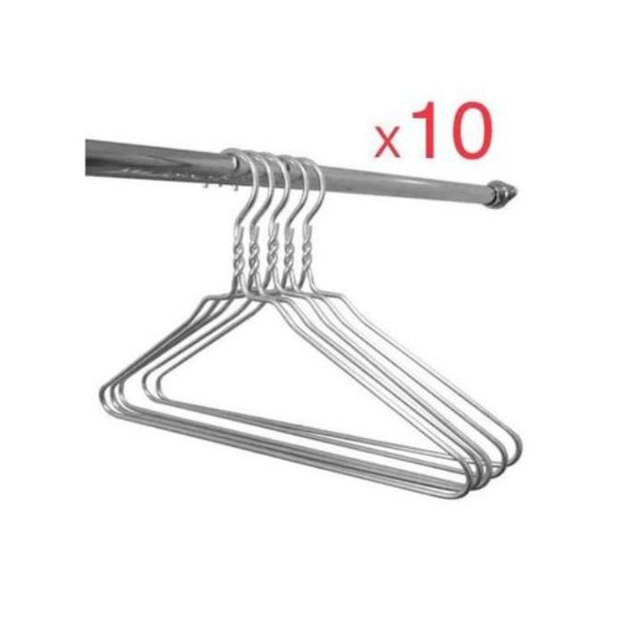 Lot de 10 Cintres en Métal Robuste : Argent, Chromé