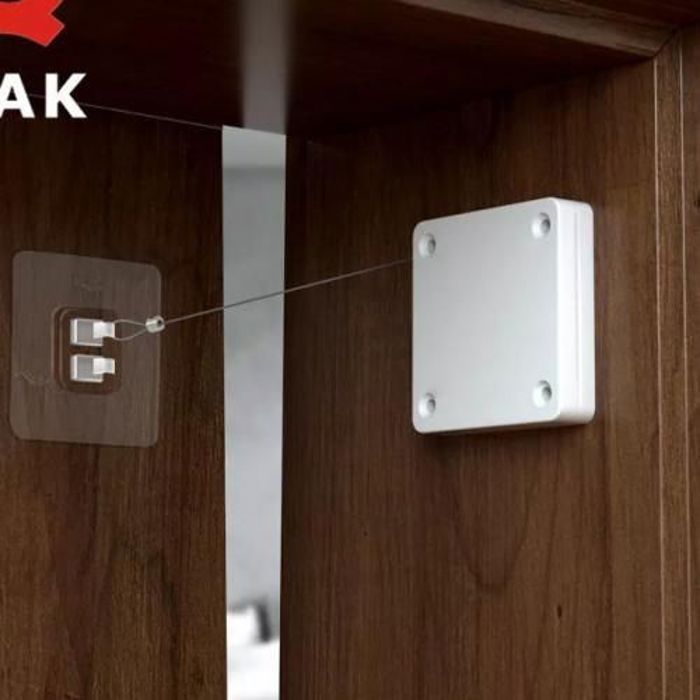 Ferme-porte automatique - Punch-Free - Câble en acier - Installation adhésive - Silencieux - Résistant à l'usure