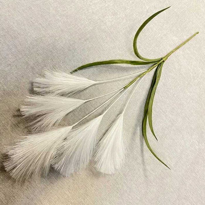 Herbe de pampa artificielle - PLANTANIA - Blanc - Soie - Silicone - Décoration intérieure