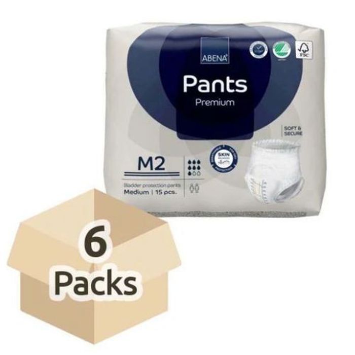 Couches pour Adultes - ABENA - Pants Premium M2 - Taille M - Absorption 2400 ml - Pack 6x15 unités