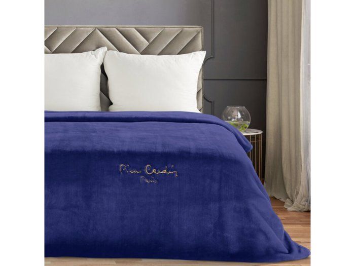 Couverture - PIERRE CARDIN - 220x240 CM - Polaire Chaud - Navy Bleu Roi - Élégance Chic