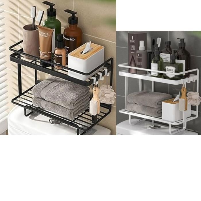 Étagère de rangement murale pour salle de bain à 2 niveaux (Couleur aléatoire)