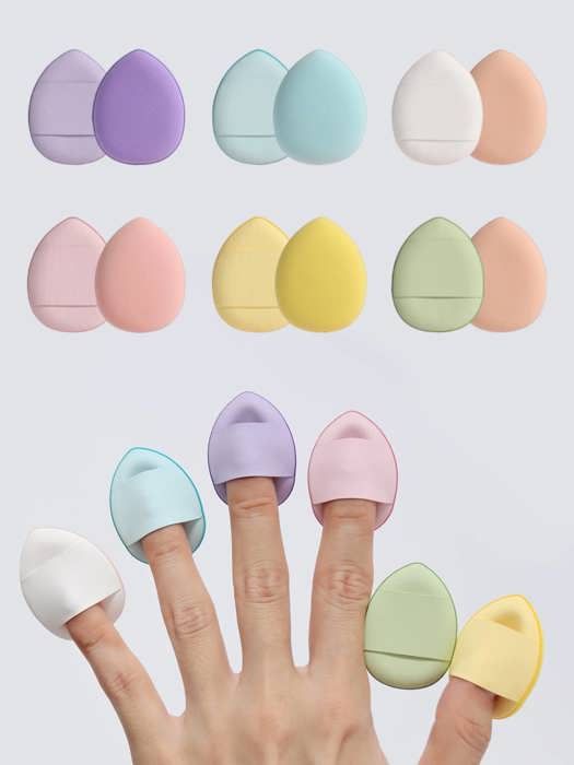 12 Pièces Doigt Taille Mini Bouffée D'Éponge De Maquillage Set Avec À Coussin D'air , Houppette , Convient À Tous Les Types De Peau