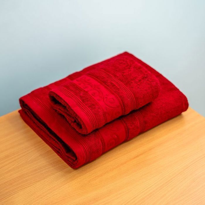 Serviette de bain - Majestic - Pack de 2 - 100% coton - Rouge - 500GM