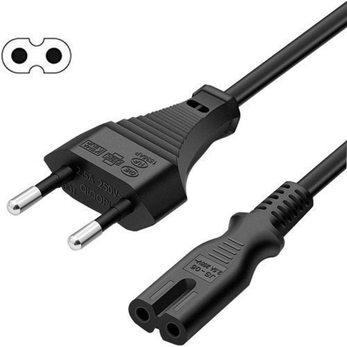 Câble d'alimentation - Compatible avec radio - C7/C8 - Non polarisé - Double isolation - 2 broches