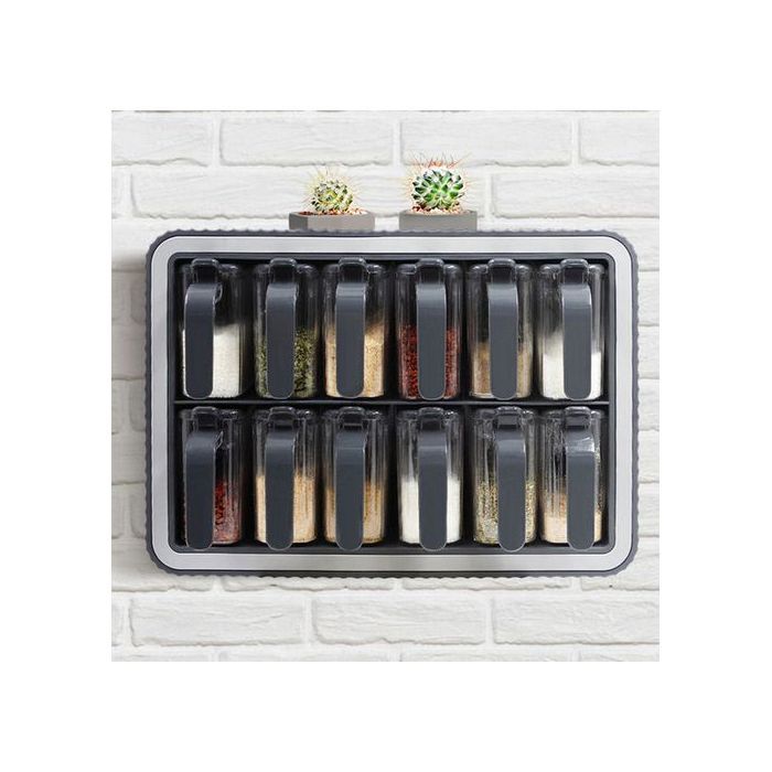 Lot de 12 pots à épices avec couvercle autocollant et cuillère