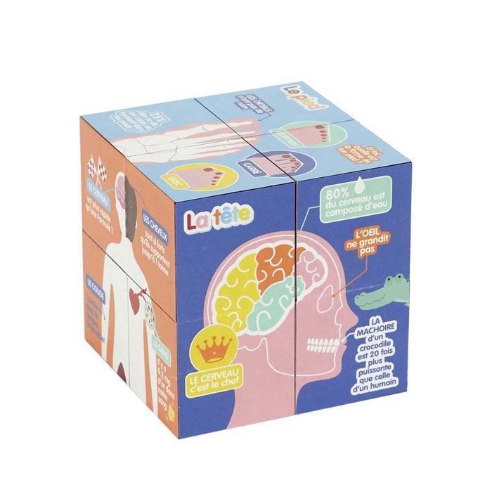 Jouet éducatif - Cube - Corps Humain - 8 faces illustrées - À partir de 3 ans - Mixte