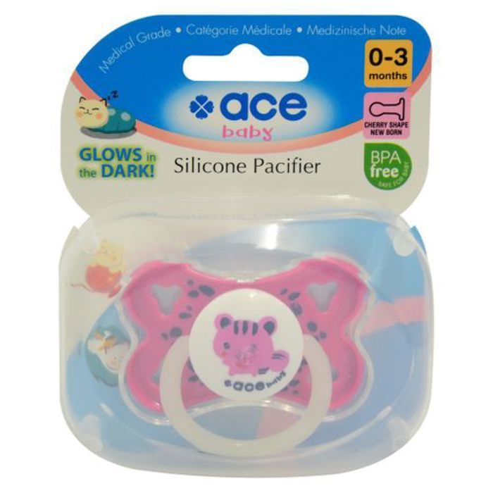 Ace Baby Sucette Ice Baby Papillon Glow-in-the-dark 0-3 mois rose