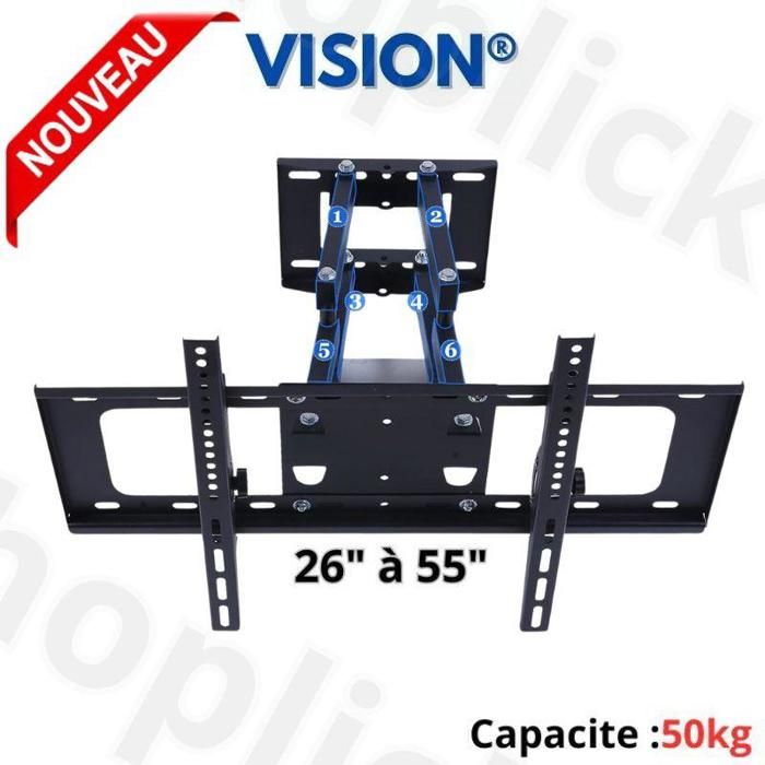 Support mural  pour téléviseurs TV LCD LED à écran plat de 26" à 55" . 50 KG