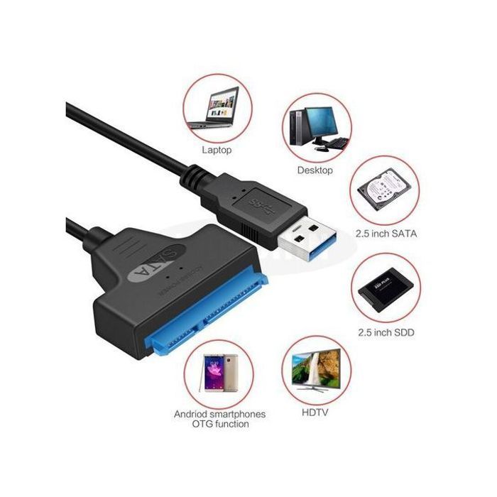 Adaptateur USB SATA - Compatible SSD/HDD 2,5 et 3,5 pouces - Transfert 5 Gbit/s