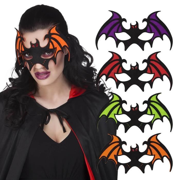 Masque loup Chauve-souris en feutrine (coloris aléatoire) aille Unique Noir