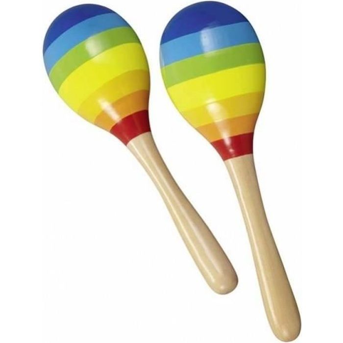 Maracas - GOKI - Arce en ciel - 20 cm - Bois - Mixte - 3 ans et plus