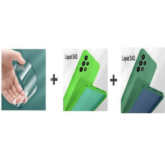 Case Pack: 2 Pochette Samsung A52 Souple Silicon Vert Et Vert Pistache + Protection Incassable