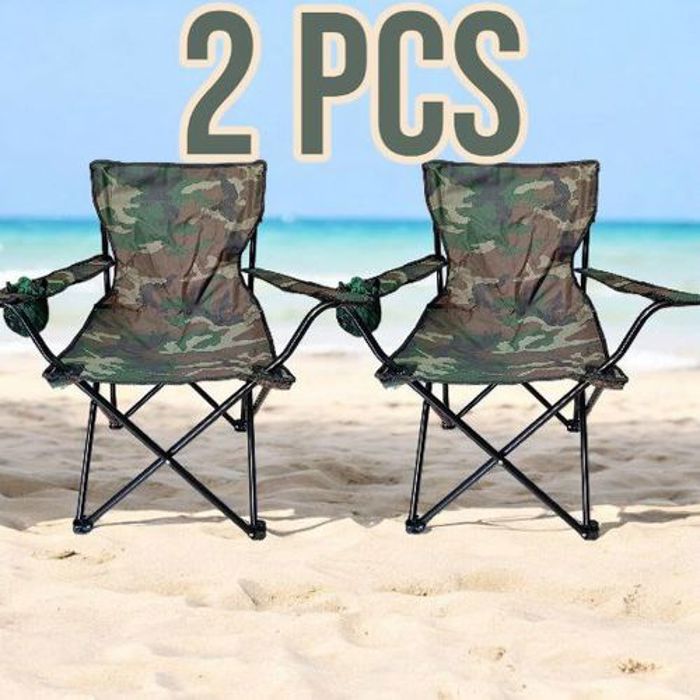 2PCS Chaise de camping militaire pliante, Portable pour la plage, la pêche