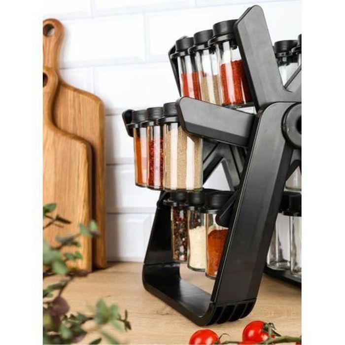 Étagère à épices rotative à 360 °  avec 18 Pots,Organisateurs de stockage d'épices