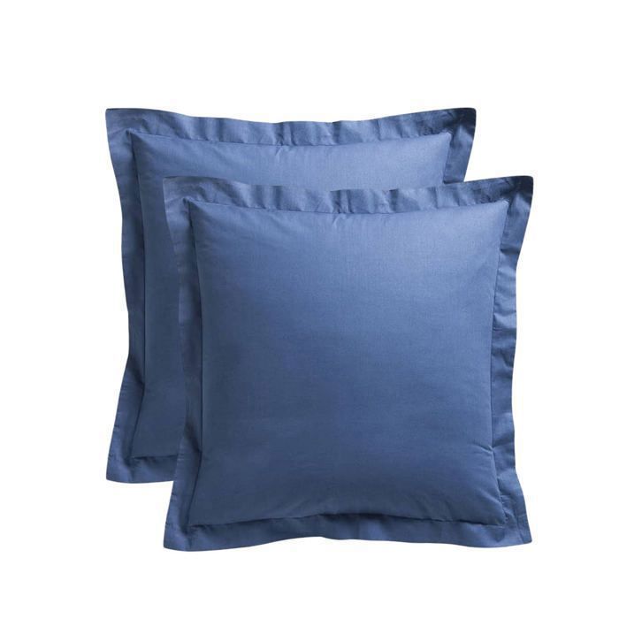 2 taies d'oreillers - 60x60 cm 100% coton Bleu