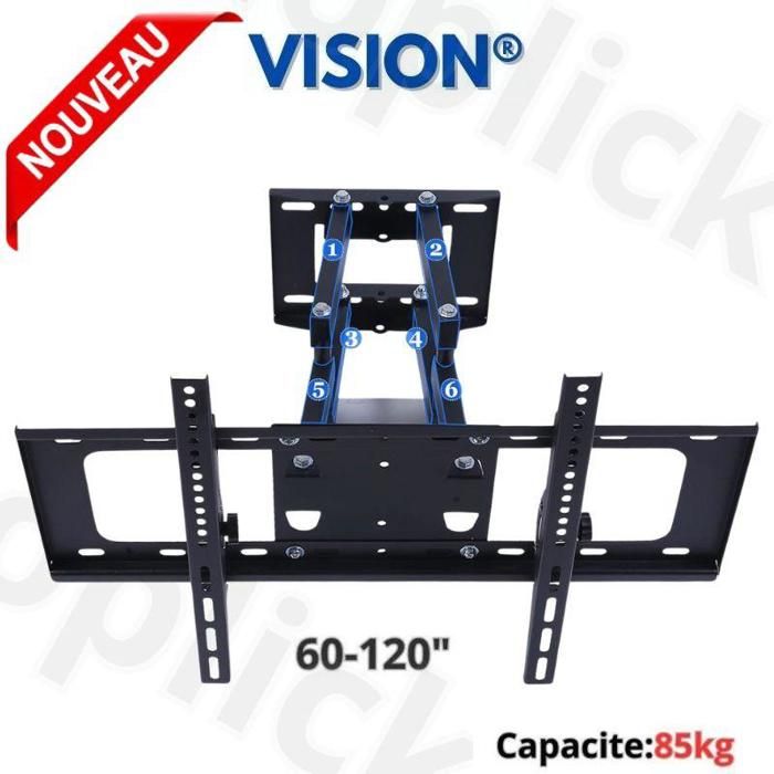 Support mural tv pour téléviseurs LCD LED à écran plat de 60" à 120". 85kg