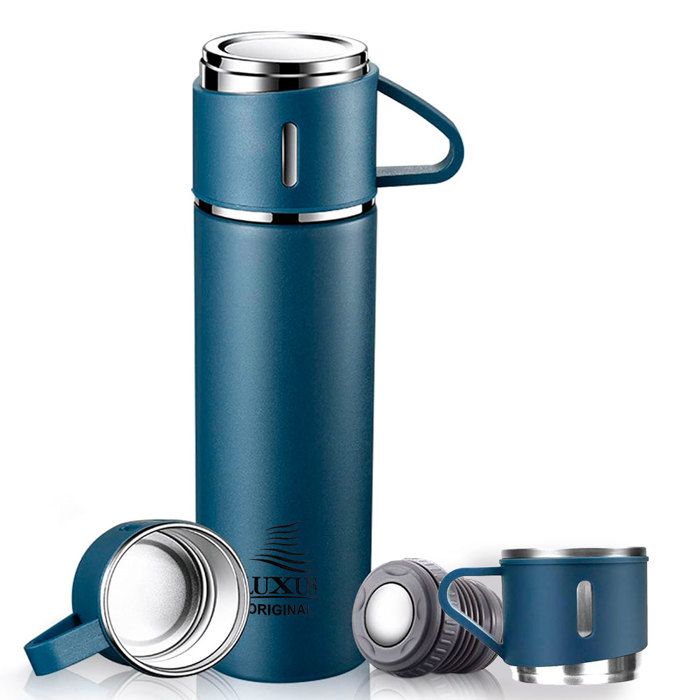 Thermos 3 tasses chaud et froid 500 ml - LUXUS bouteille Bleu