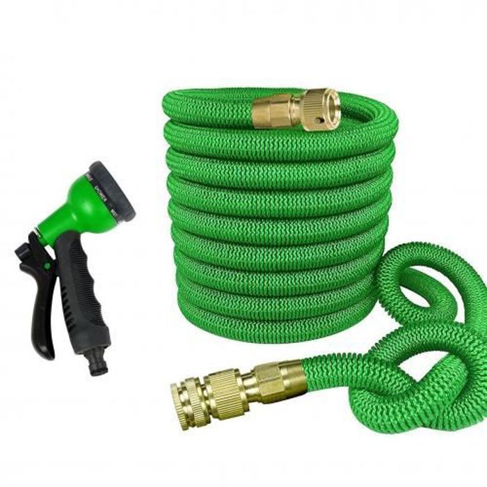 Tuyau d'arrosage extensible avec raccords en aluminium - 2.5 à 12 m