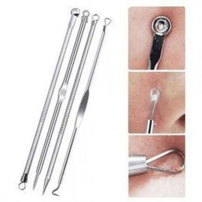 Pince à points noirs - Professionnel - 4 pièces - Acier inoxydable - Ergonomique - Anti-dérapant