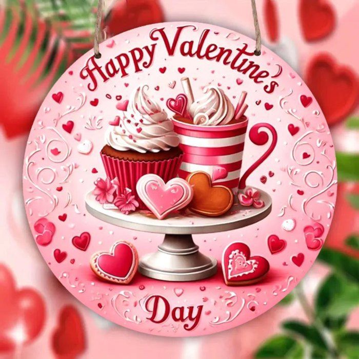 Panneau décoratif - OUTFITS AND MORE - Saint-Valentin - Bois - Multicolore - 20x20 cm