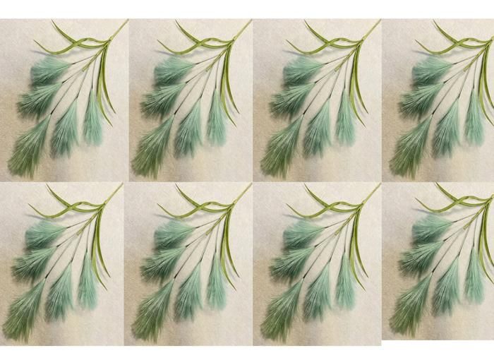 Herbes de pampas artificielles - PLANTANIA - Lot de 8 - Soie et silicone - Vert - Décoration intérieure