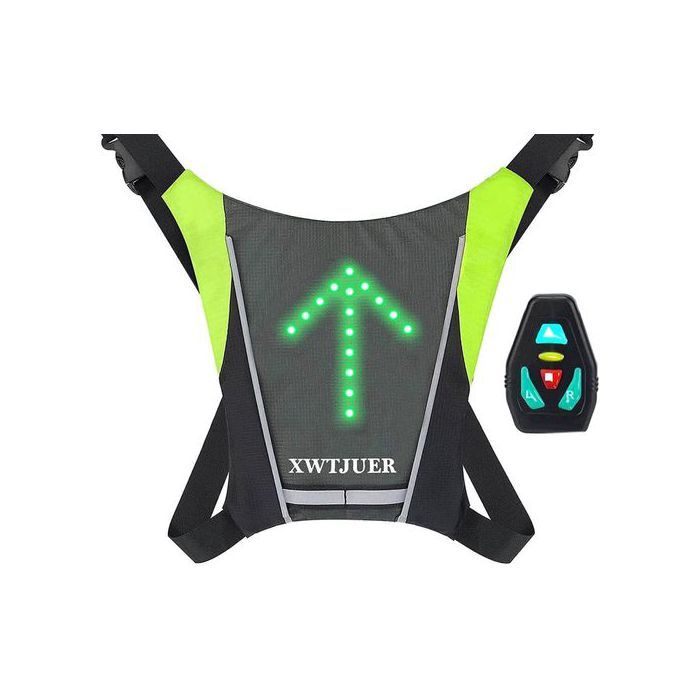 Gilet Velo Clignotant,USB Rechargeable sans Fil Réfléchissant Sac à Dos,