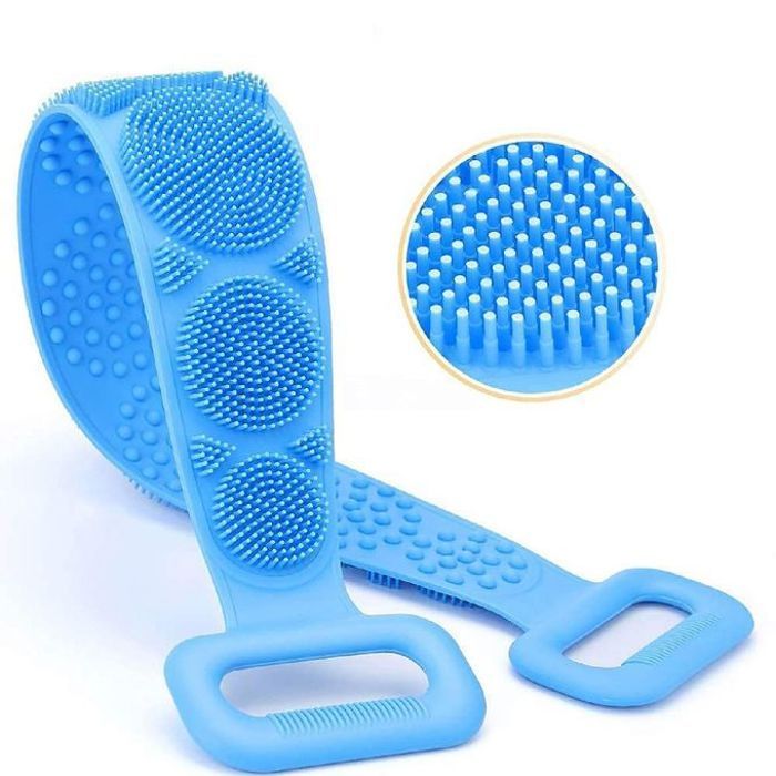 Scrubber Arrière en Silicone Long pour Douche - Bleu