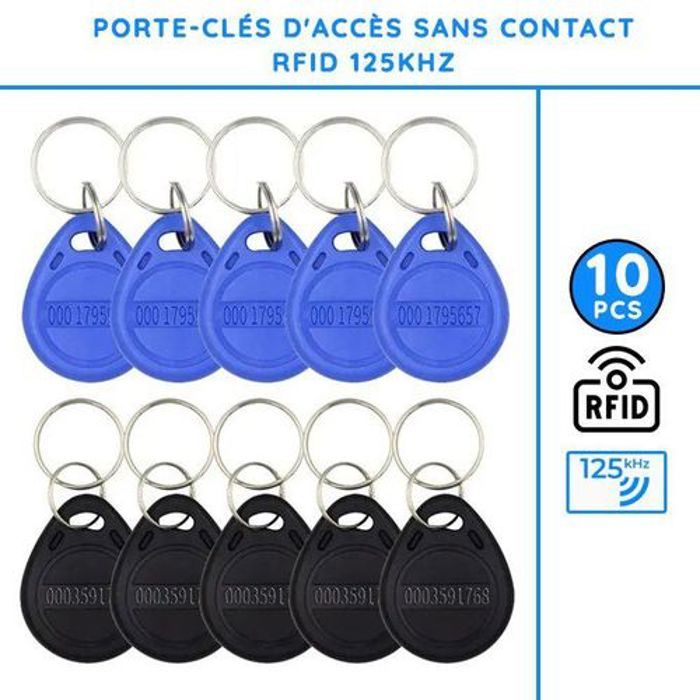 Tag Porte-clés RFID 125KHz - 10PCS - EM4100 - Compatible EM ID - Lecture seule - PVC
