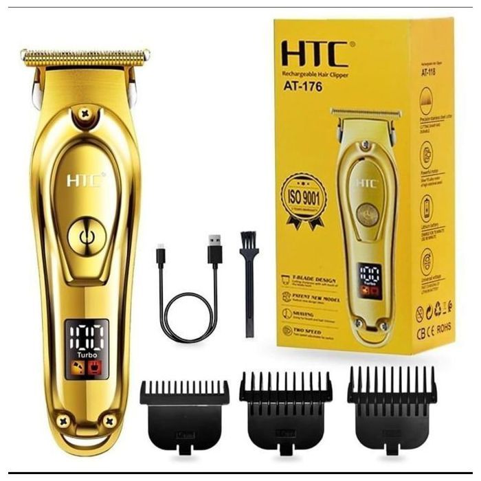 Htc Tondeuse professionnel AT-176 zéro rechargeable cheveux et barbe écran LED 743