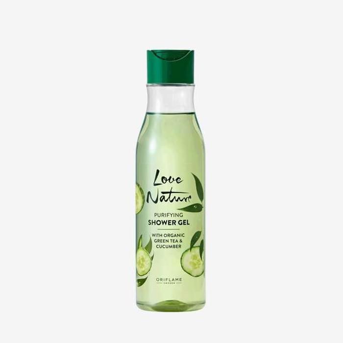 Gel Douche - Love Nature - Thé Vert et Concombre - 250 ml - Sans alcool - Tous types de peau