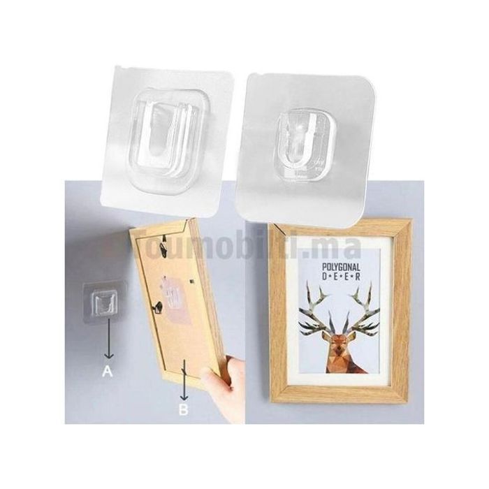 Crochets muraux adhésifs double face - 4pcs / 2 set