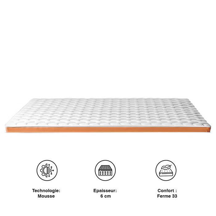 Surmatelas - MAISON GOOD AND WELL - OrthoSleep - 90x190 cm - Mousse Haute Résilience - Ferme