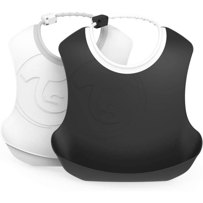 Lot de 2 Bavoirs Récupérateur Twistshake Noir et Blanc