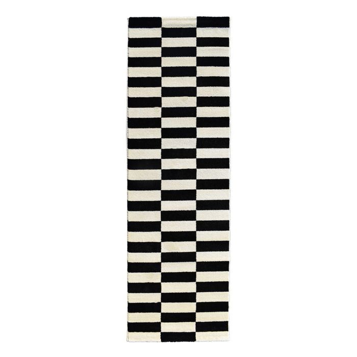 Tapis moderne de couloir - 80x230 cm - DANYO crème, noir - Polypropylène - UN AMOUR DE TAPIS