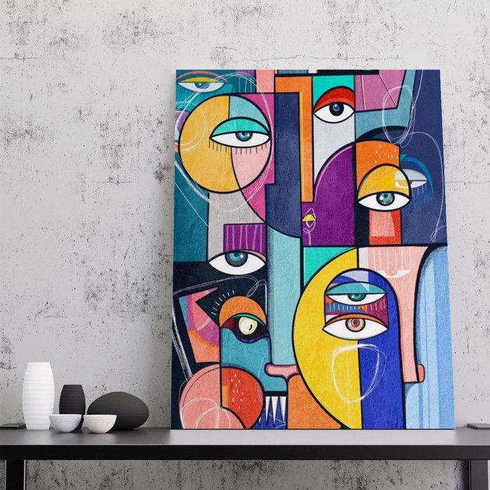 Tableau Décoratif - Pop Art Exubérance - 60 x 90 cm - Velours - Multicolore