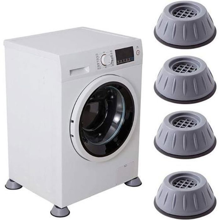 4 Pcs Pieds Anti-Vibration pour Machine à Laver - Tapis de Support Antidérapants et Silencieux-GRIS
