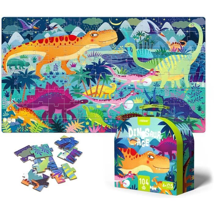 Eveil Montessori - Puzzle Dinosaures - 104 Pcs - Jeux Educatifs - Dès 3 ans