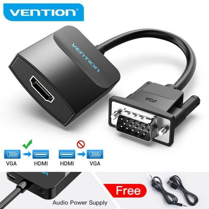 Adaptateur VGA vers HDMI - VENTION - Convertisseur 1080P - Audio et vidéo - PC, projecteur, HDTV