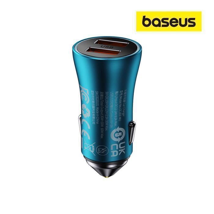 Chargeur de voiture - Baseus - Golden Contactor Pro C+C - 40W - Couleur Bleu - Aluminium, ABS, PC