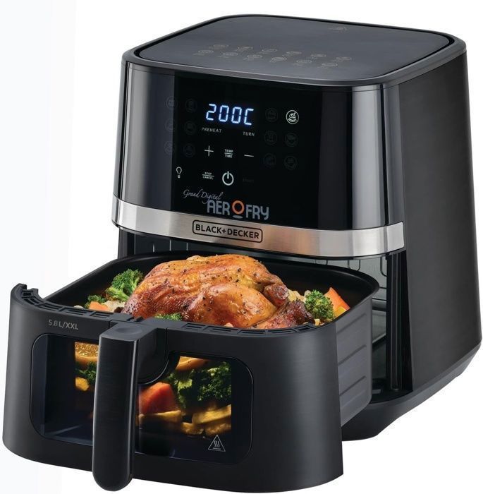 Air Fryer Friteuse digital 5.8L 12 en 1 pavé tactile Black+ Decker