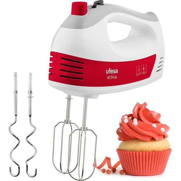Ufesa BV4650 Batteur Electrique Avec Kit pâtisserie 400 W de Puissance, 5 Vitesses Et Turbo, Bouton pour Éjecter les Accessoires