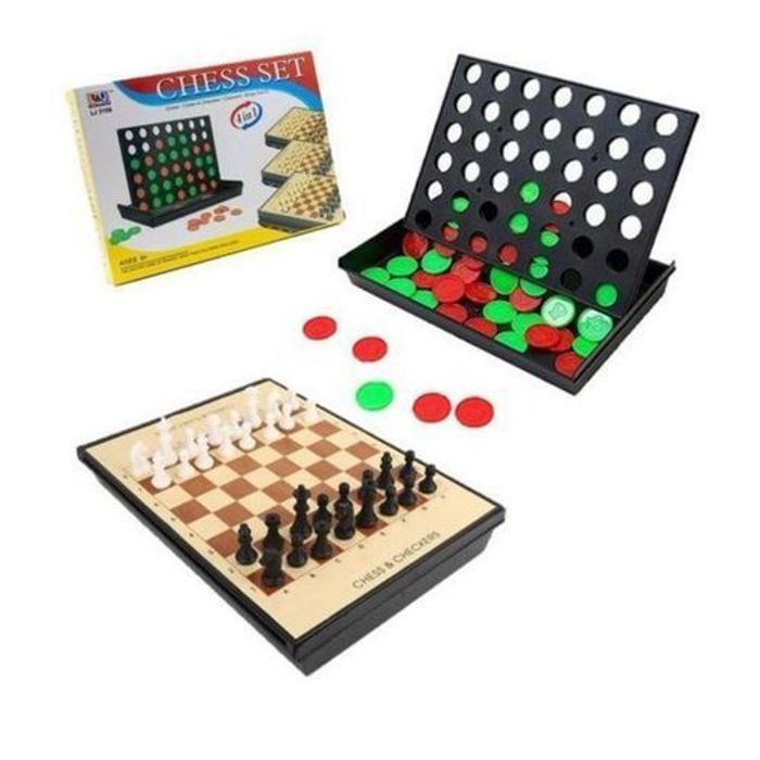 Coffret 4 jeux de société, 4 in 1, jeu de dames et d’échecs, Backgammon
