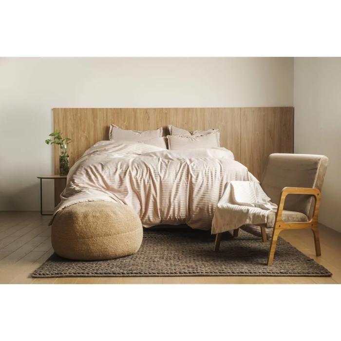 Couette rayée satinée 140cmX160cm taupe 350g