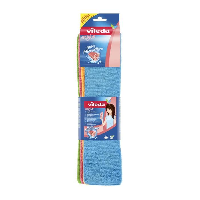 VILEDA Style Lavette Microfibre - Lot de 4 Lavettes 100% Microfibre